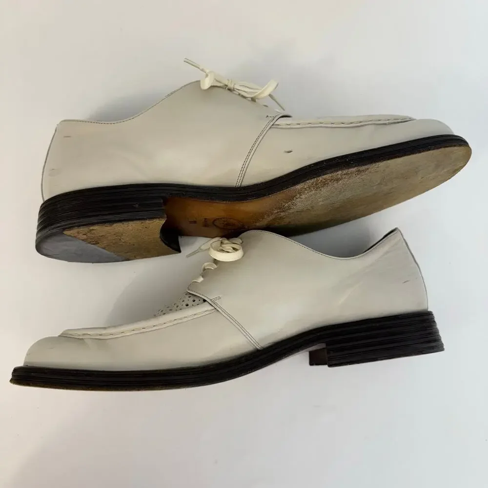 Gianni Versace Vintage Perforated Leather Lace-Up Shoes Brogues White Men's 11
